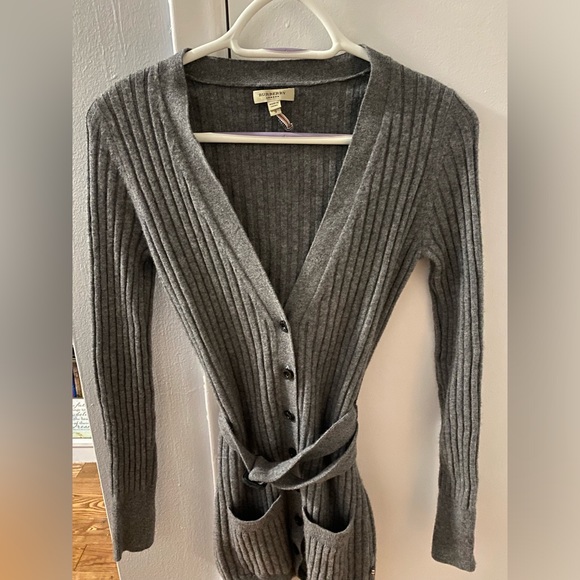 Burberry Black Ribbed 100% Cashmere Cardigan Size Small Women’s - Picture 2 of 8